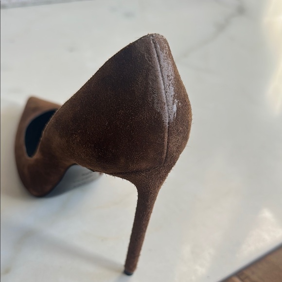 Elegant Brown Saint Laurent Suede Stiletto Heels, size 37.5 - Picture 4 of 10